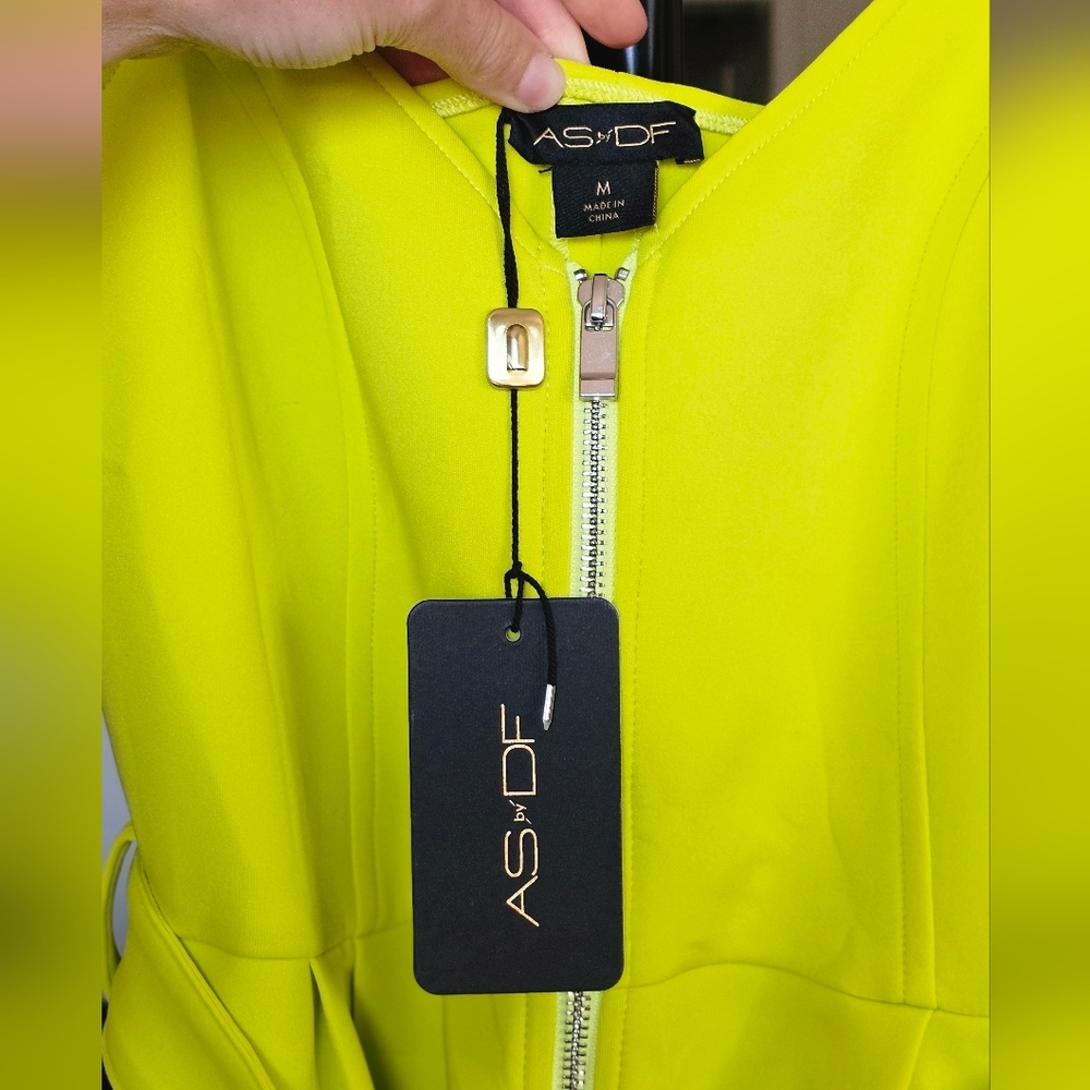 AS by DF Leanne Dress Sorrento Lime Neoprene Party Cocktail Statement NWT - Picture 4 of 10